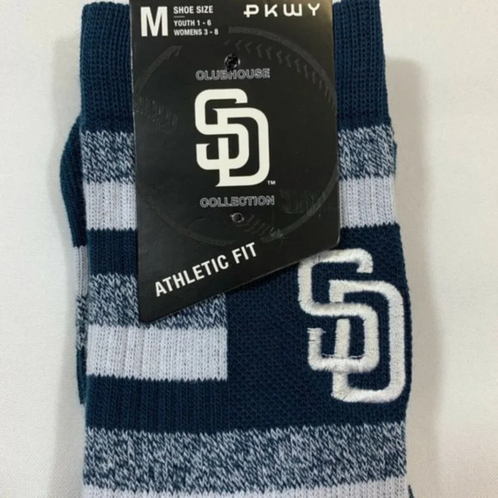 San Diego Padres PWKY Athletic Fit Socks Boy's Size M Navy Blue Tatis Machado‎